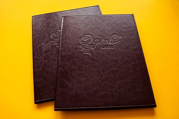 Leatherette menu with logo, бордо