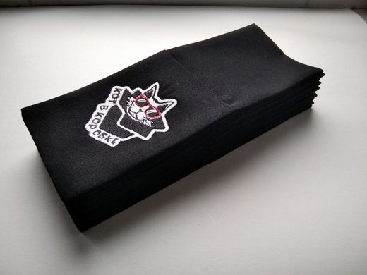 Cutlery holder with embroidered logo