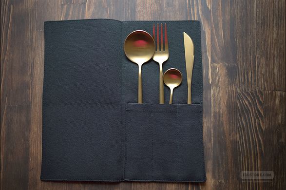 Restaurant Cutlery Case, Reusable cutlery wrap, 2 Черный