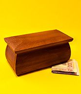 Cashbox for money, Wooden check holder