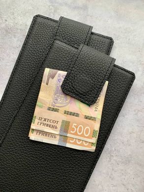 Checkbook with magnet (genuine leather), Черный