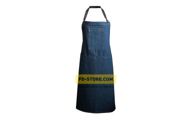 Long denim apron with pockets