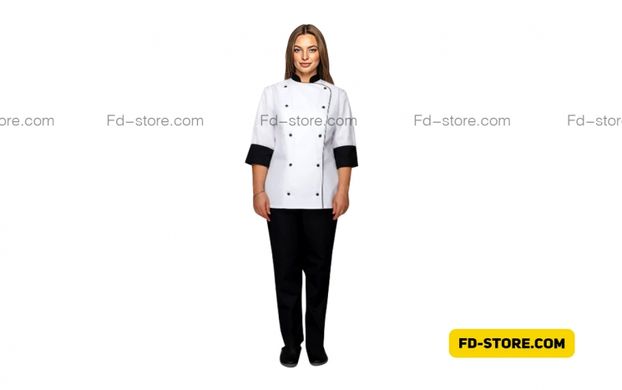 Китель кухаря білий з манжетами + штани  для кафе та ресторанів