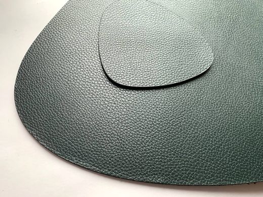 Set napkin under the plate oval genuine leather, Зелёный