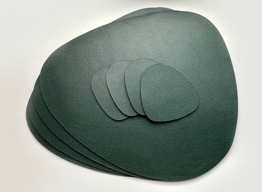 Set napkin under the plate oval genuine leather, Зелёный